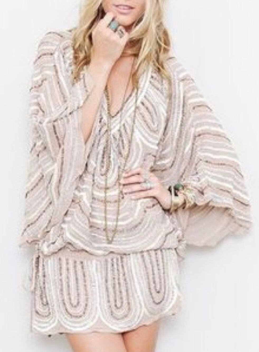 Boyod Elisabeth Y2K Sequin Tunic Dress DropWaist Bat sleeves